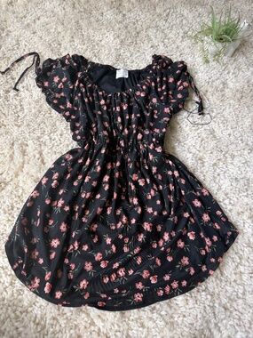 Lightweight peasant-style Siren Lily Black Floral Peasant Blouse with Pink Flowe